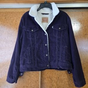 Purple Levi Sherpa-Lined Corduroy Jacket
